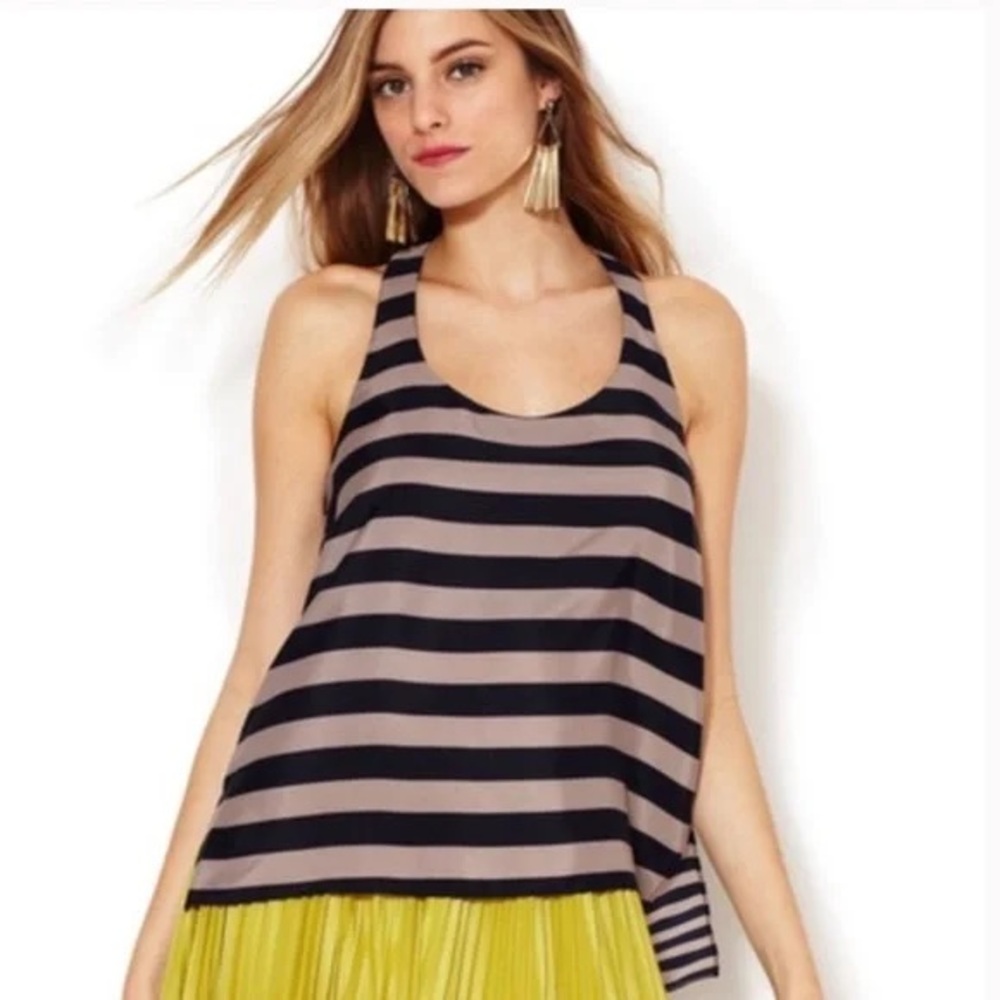 Striped Black and Tan Sleeveless Top